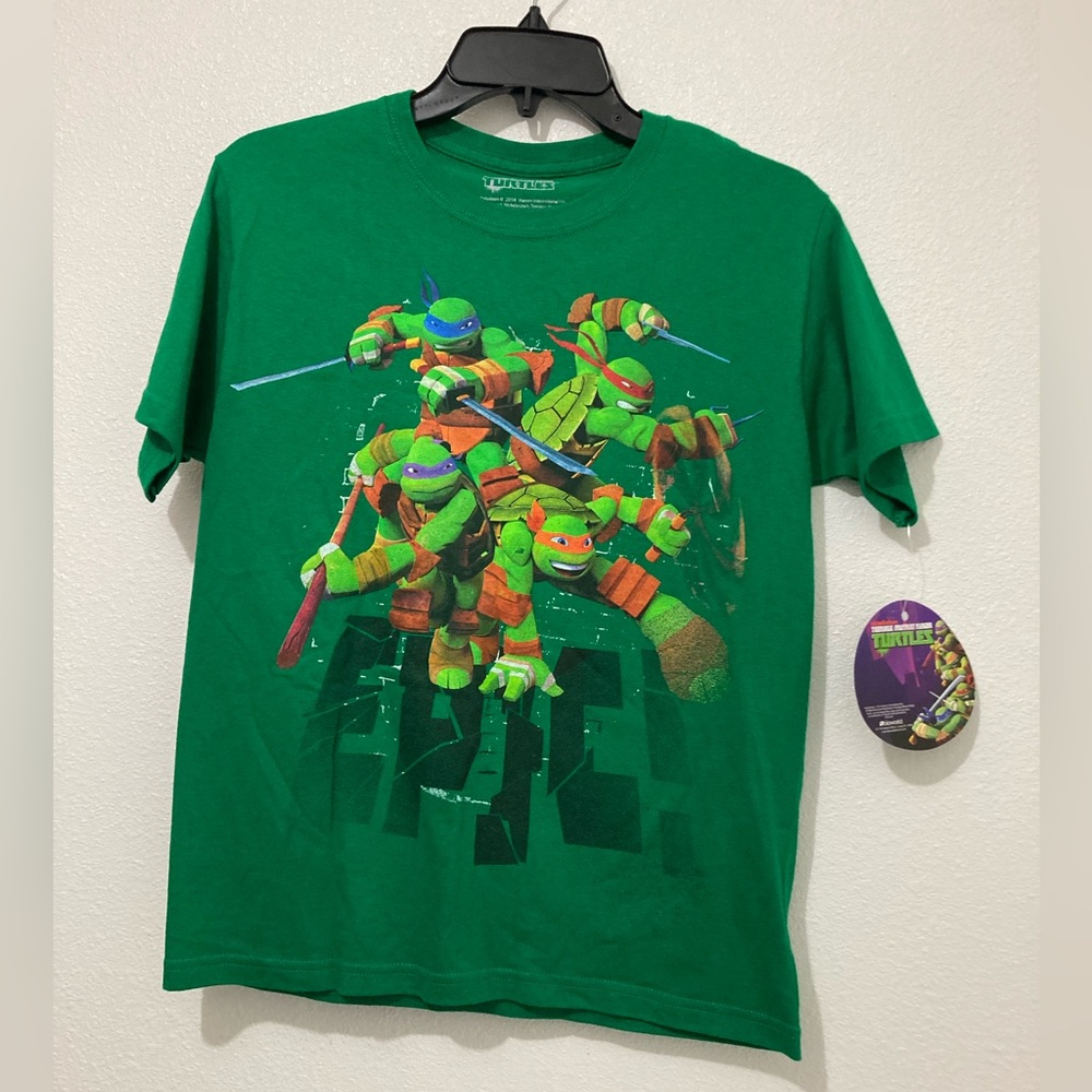 Nickelodeon Boys' Short Sleeve T Shirt TMNT Character Green Ninja Turtle Top